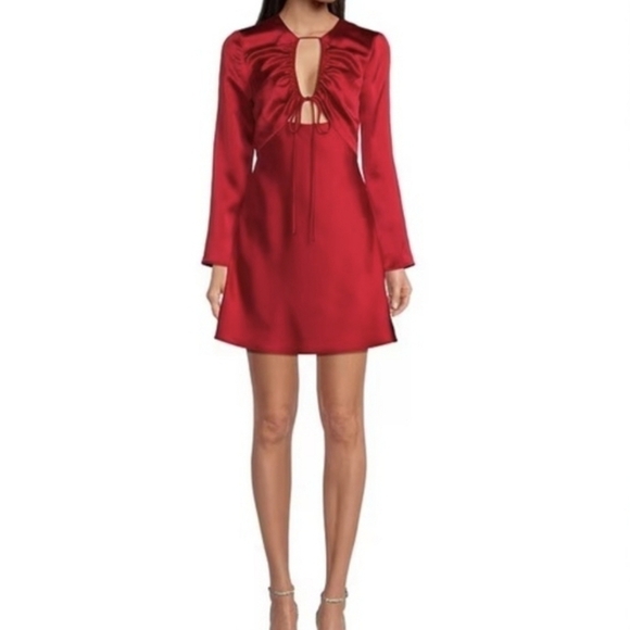 NWT Gianni Bini Raini Red Satin Size 8 Tie Front Dress - Picture 1 of 8